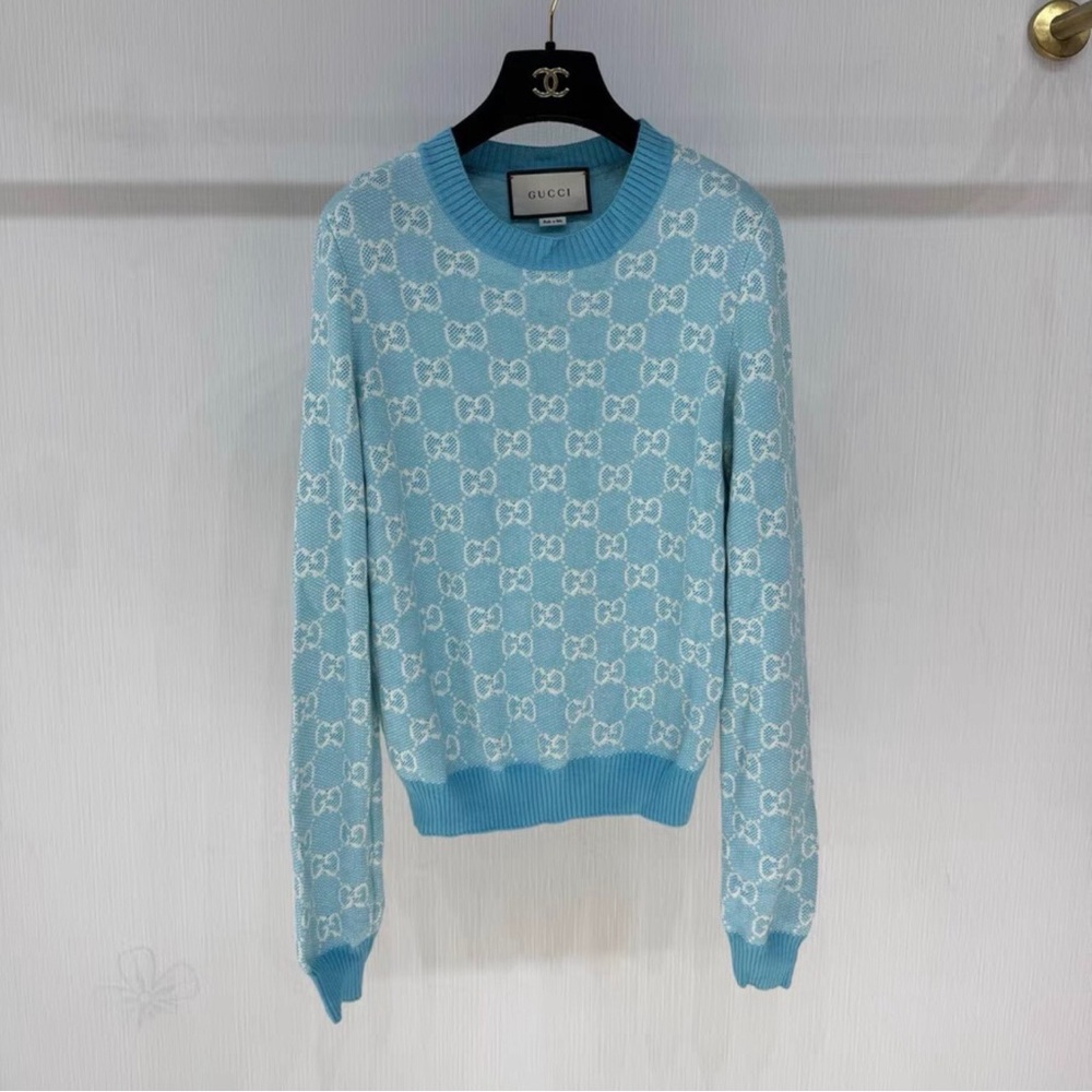 Gucci Light Blue Patterned Women's Sweater